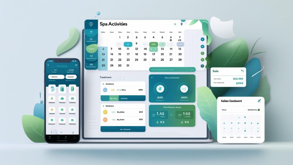 Bir akıllı telefon ekranında spa masajı seçenekleri, havuz aktiviteleri ve turlar gibi otel içi ve dışı etkinliklerin listelendiği ve rezervasyon yapılabilen bir modül.