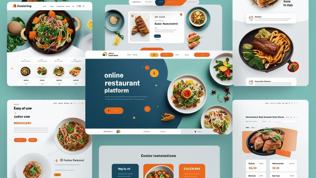 Akıllı telefon ve tablet ekranlarında açık bir restoranın online menüsü, yemek görselleri ve fiyatlarıyla birlikte iştah açıcı bir şekilde sergileniyor.
