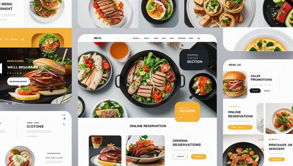 Bir motosikletli kuryenin restoranın logolu paketleriyle yola çıktığı ve arka planda bir web sitesinin "Siparişi Tamamla" butonu ve ödeme seçenekleri gösteriliyor.